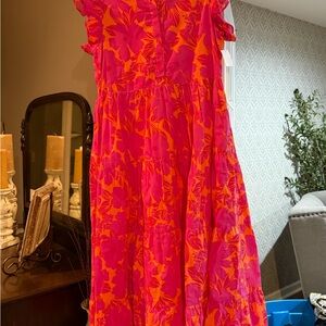 Karlie Hot Pink and Orange Floral Maxi Dress